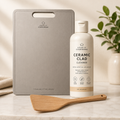 Spatula, Clad Cleaner & A Cutting Board